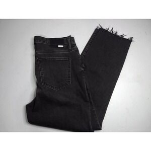 Daze Tough Love High Rise Straight Leg Jeans Faded Black Raw Hem Size 29